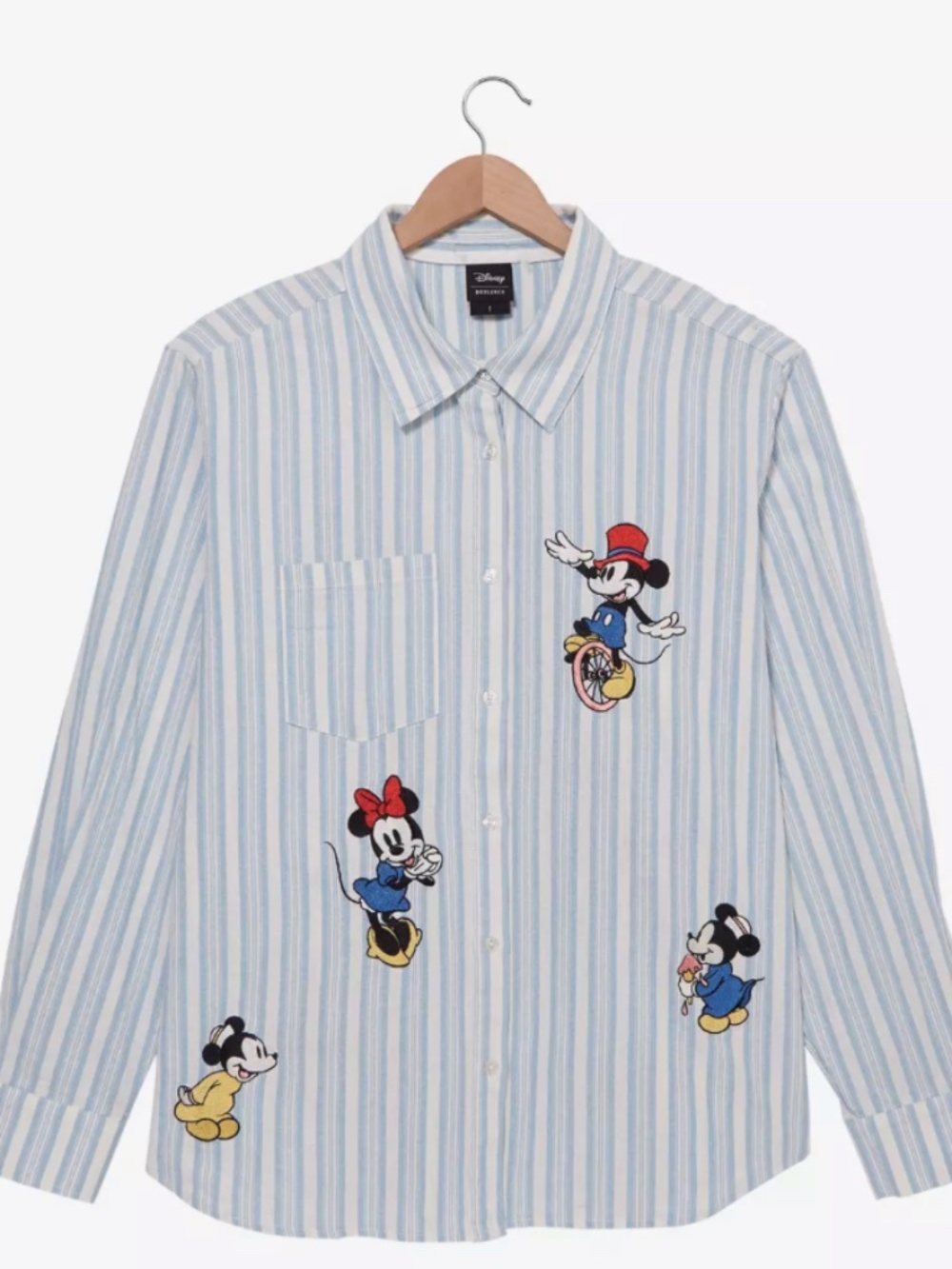 Disney Mickey And Friends Fair Striped Long-Sleeve Button-Up